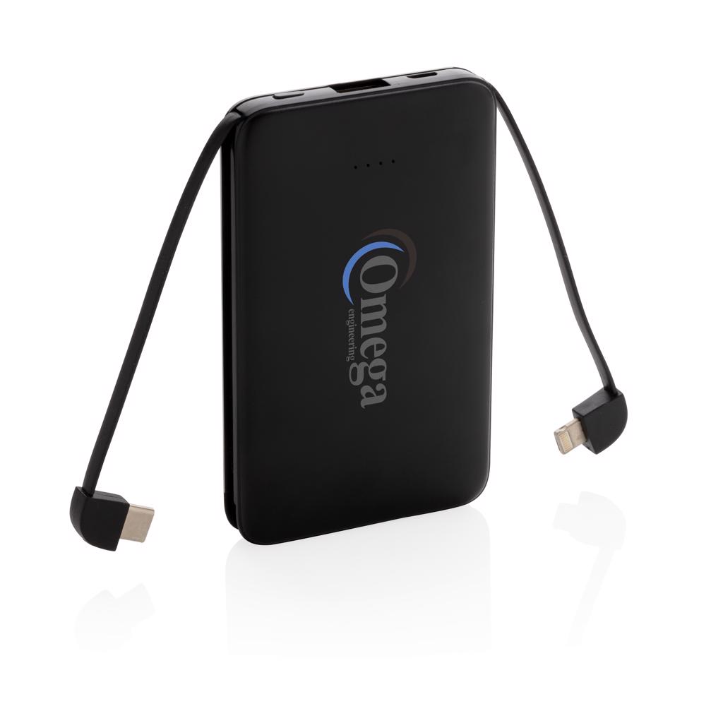 Mobile Tech 5.000 mAh Pocket Powerbank with integrated cables