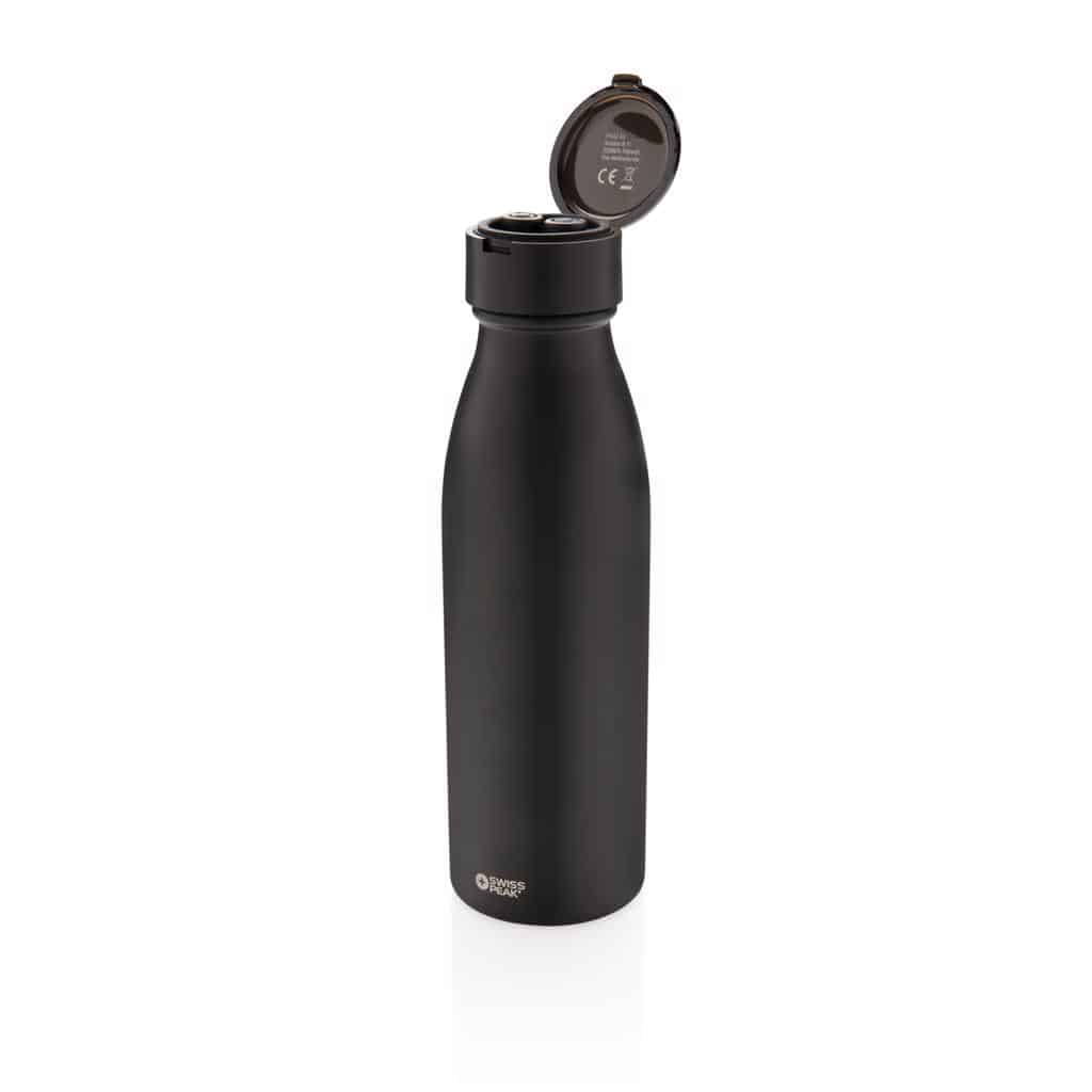 Drinkware Swiss Peak vacuum bottle with mini true wireless earbuds