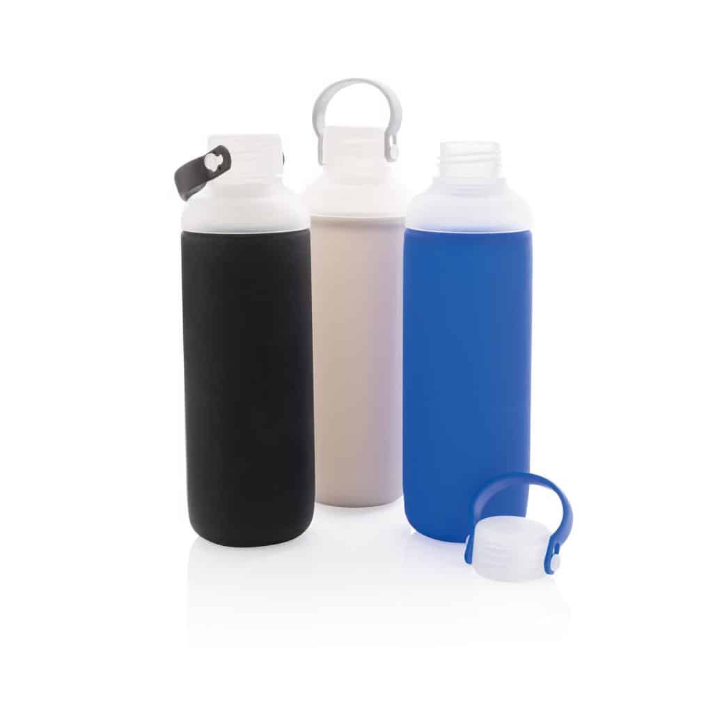 Drinkware Glass water bottle with silicon sleeve