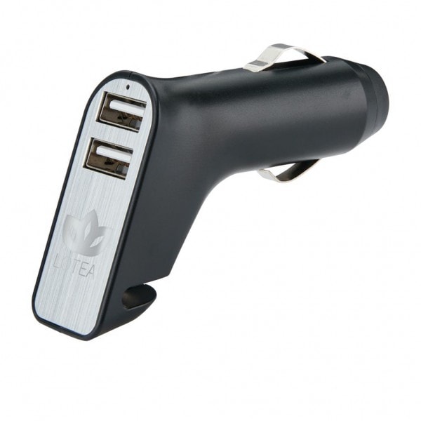 Car Chargers Dual port car charger with belt cutter and hammer