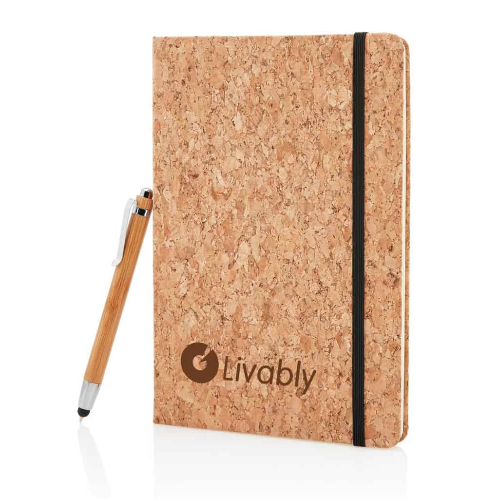 Eco Gifts A5 notebook with bamboo pen including stylus