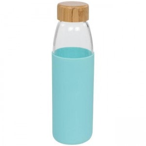 Drinkware Kai 540 ml glass sport bottle with wood lid