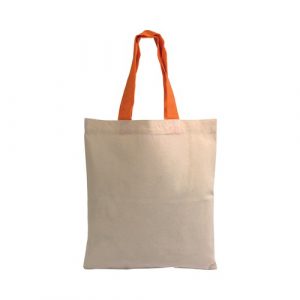 Cotton 135 g/m2 bag with short colored handles