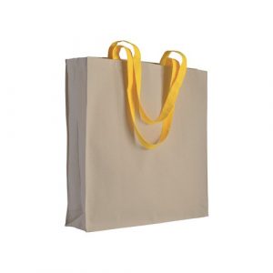 Cotton Bag with long colored handle and bottom