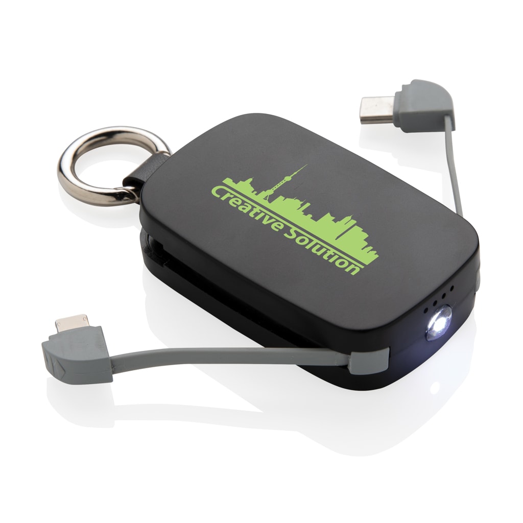 Mobile Tech 1.200 mAh Keychain Powerbank with integrated cables