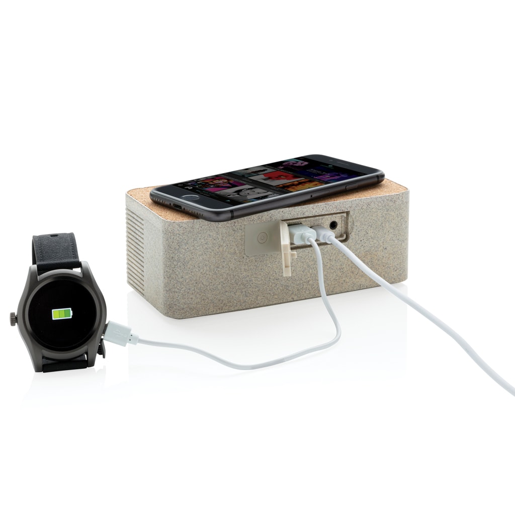 Eco Gifts Wheatstraw wireless charging speaker