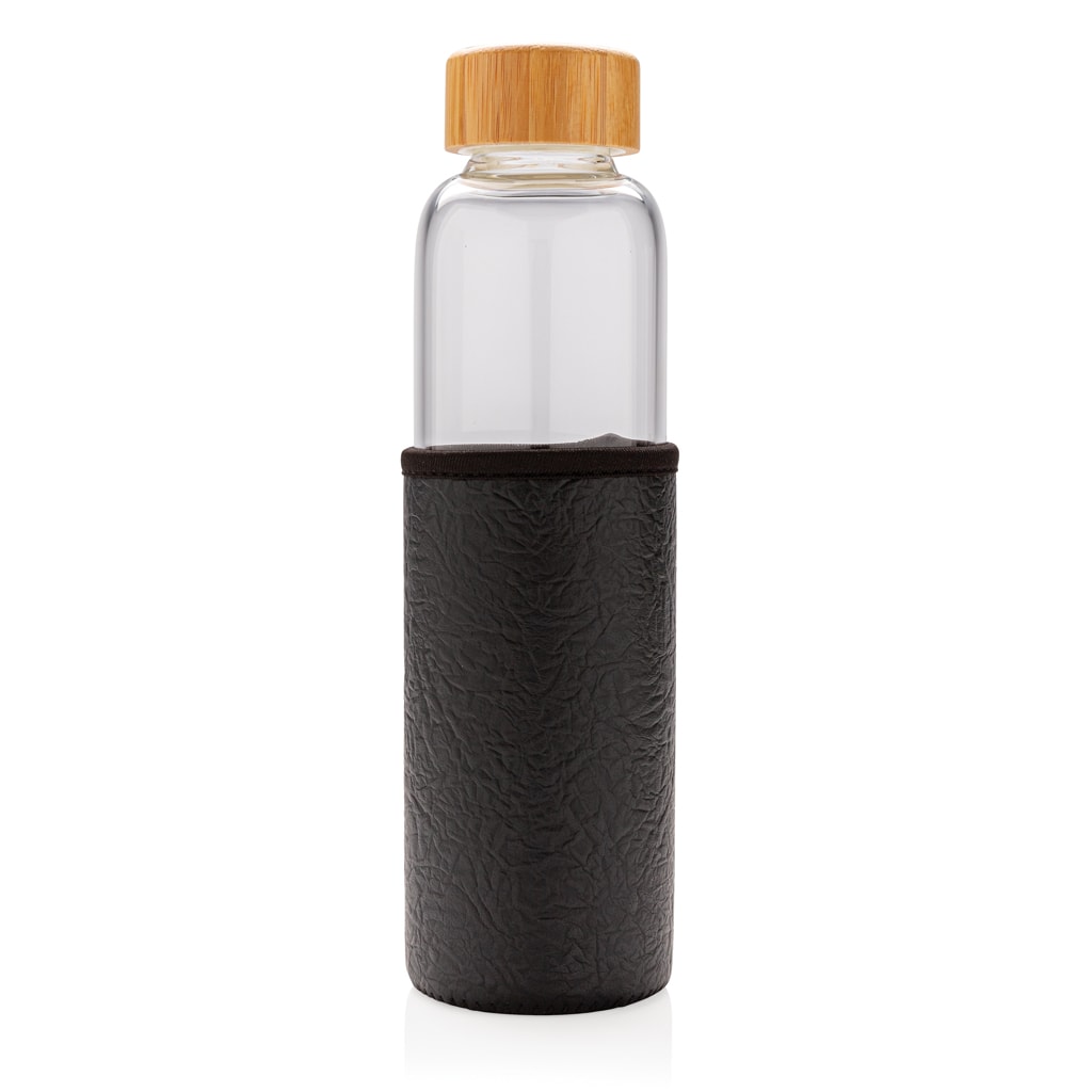 Drinkware Glass bottle with textured PU sleeve