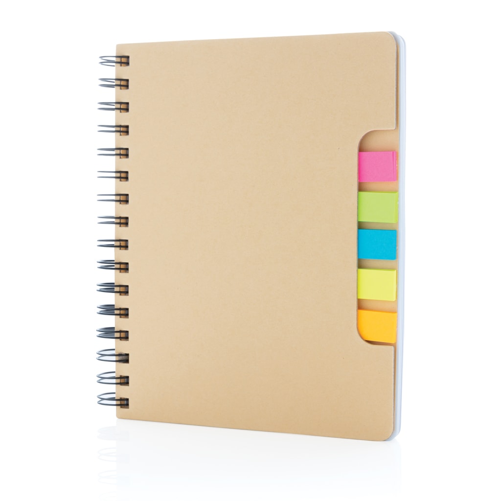Eco Gifts A5 Kraft spiral notebook with sticky notes