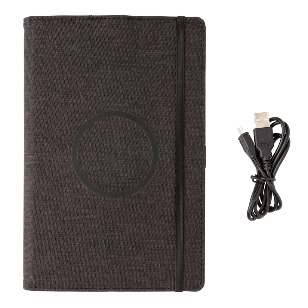 Eco Gifts Air 5W RPET wireless charging refillable journal cover A5