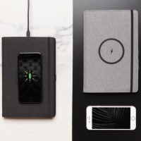 Eco Gifts Air 5W RPET wireless charging refillable journal cover A5