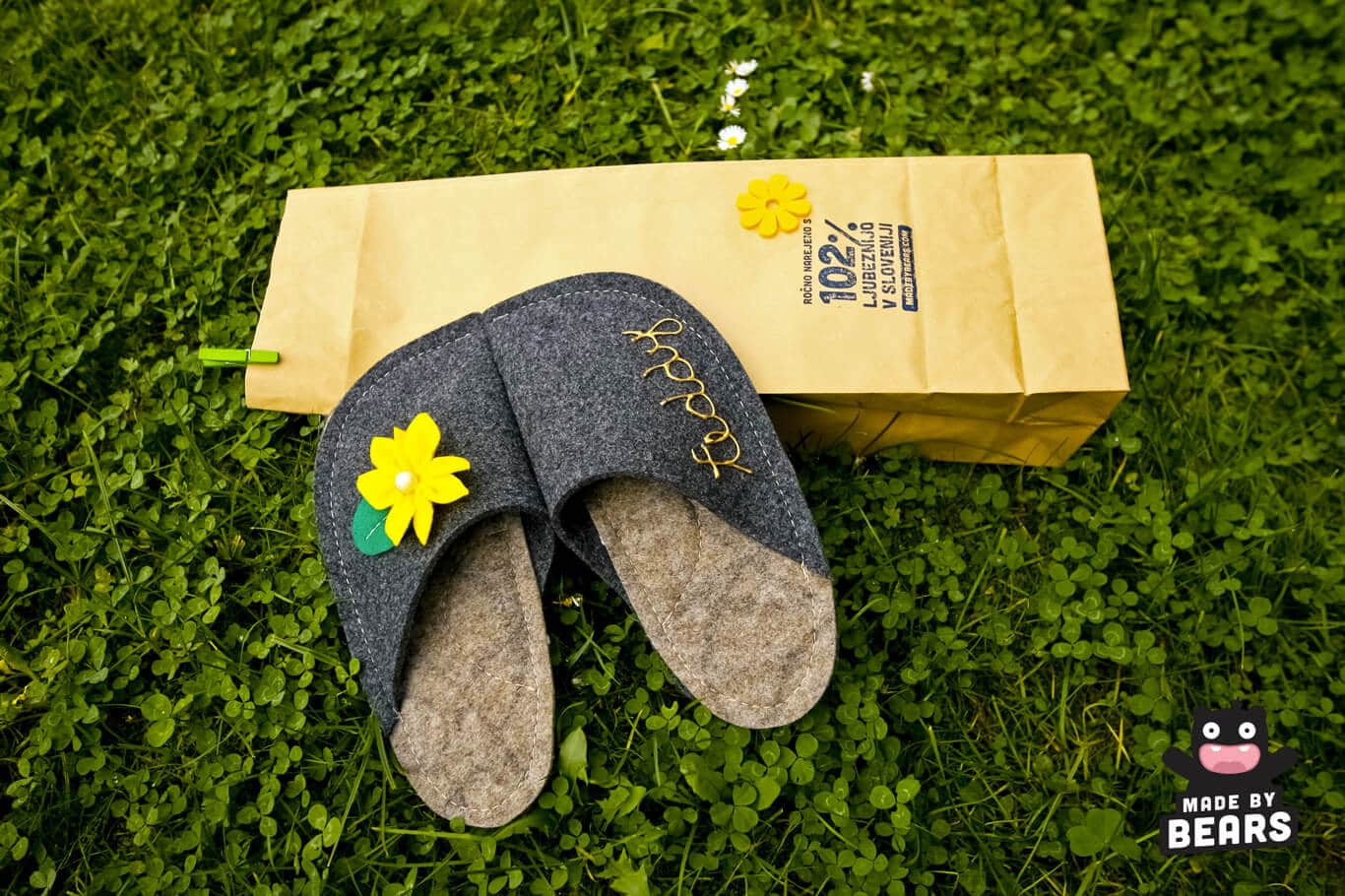 Custom made & Private Labels 100% natural felt slippers “Made by Bears”