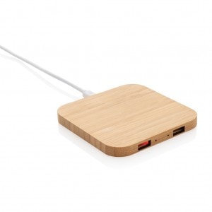 Eco Gifts Bamboo 5W wireless charger with USB ports
