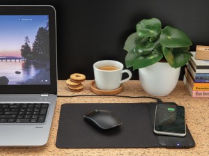 Mobile Tech Mousepad with 15W wireless charging and USB ports