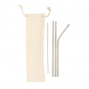 Eco Gifts Reusable stainless steel 3 pcs straw set