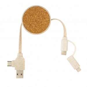 Chargers & Cables Cork and Wheat 6-in-1 retractable cable