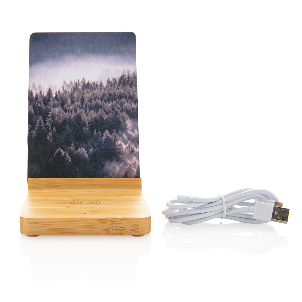 Eco Gifts Bamboo 5W wireless charger with photo frame