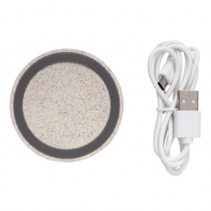 Eco Gifts Wheat Straw 5W round wireless charging pad