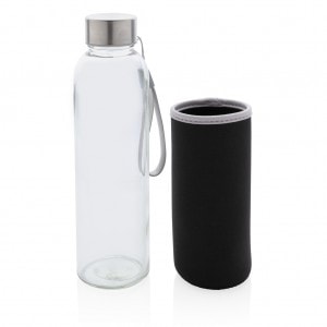 Drinkware Glass bottle with neoprene sleeve