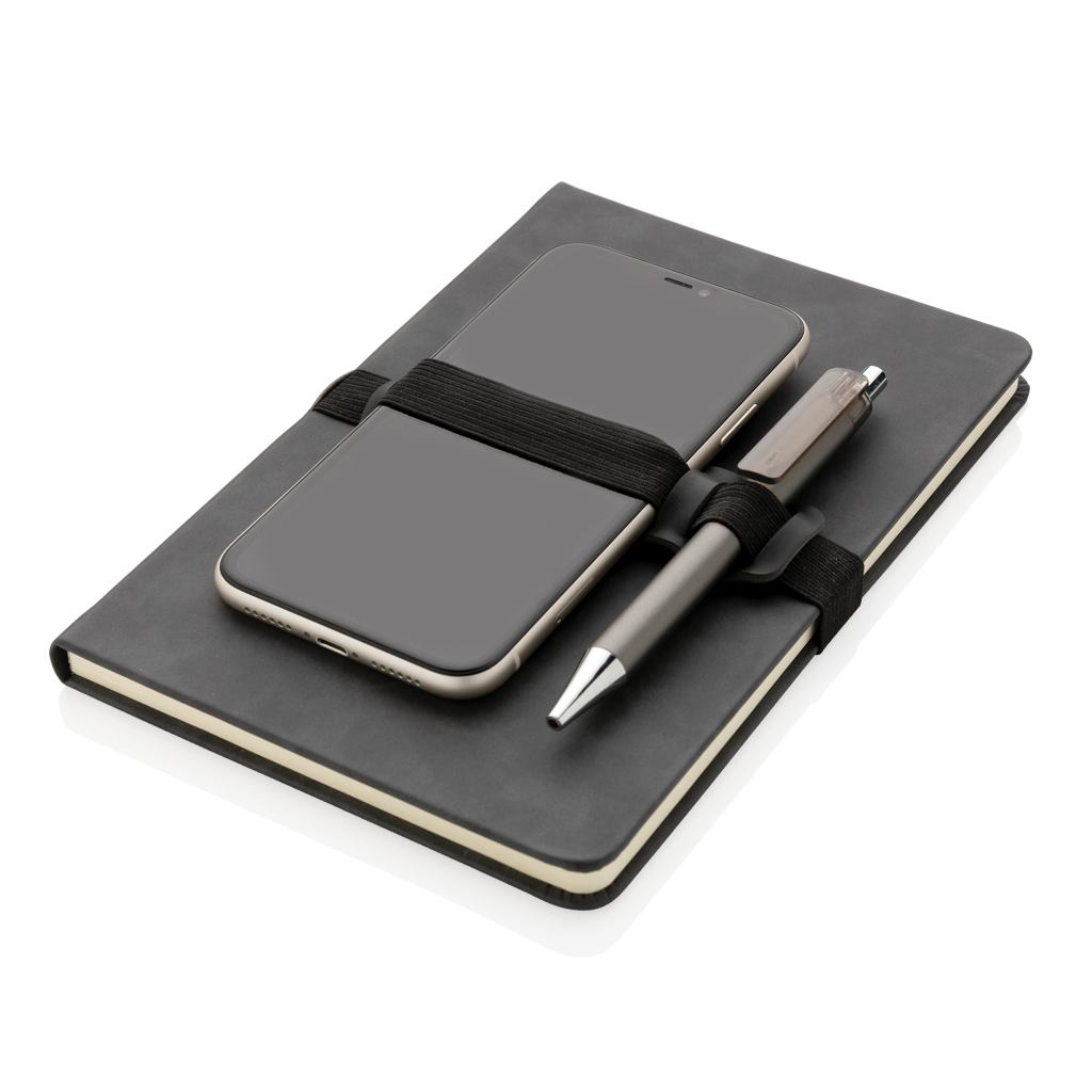 Notebooks Deluxe hardcover PU notebook A5 with phone and pen holder