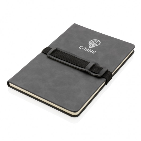 Notebooks Deluxe hardcover PU notebook A5 with phone and pen holder