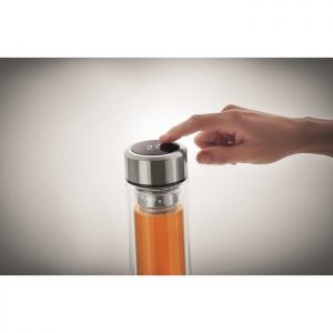 Eco Gifts Bottle with touch thermometer transparent