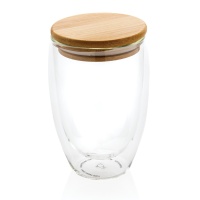 Drinkware Double wall borosilicate glass with bamboo lid 350ml