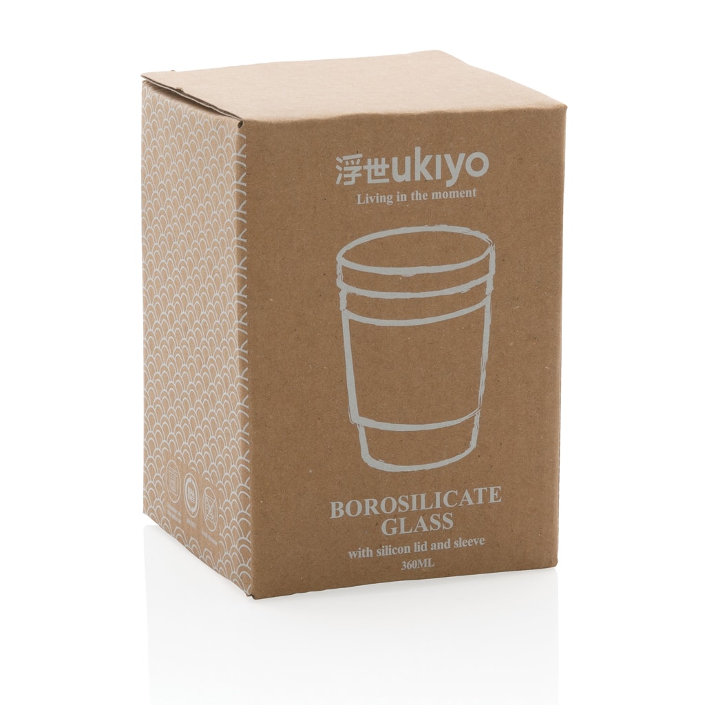Mugs and Tumblers Ukiyo borosilicate glass with silicone lid and sleeve