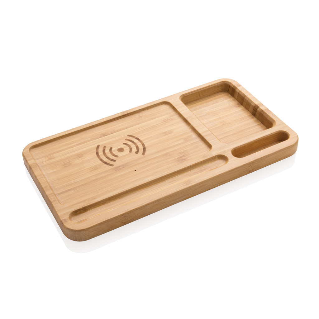 Eco Gifts FSC® Bamboo desk organiser 10W wireless charger
