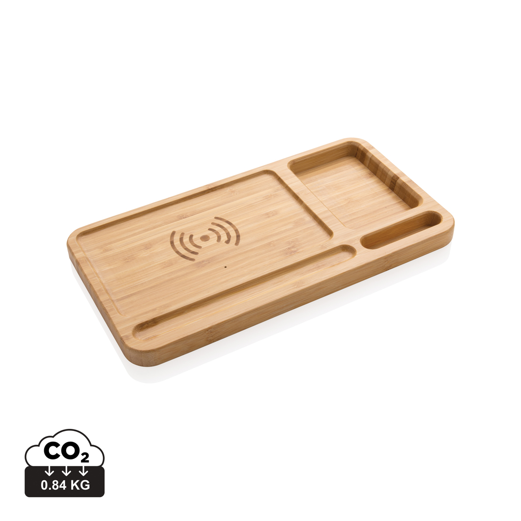 Eco Gifts FSC® Bamboo desk organiser 10W wireless charger