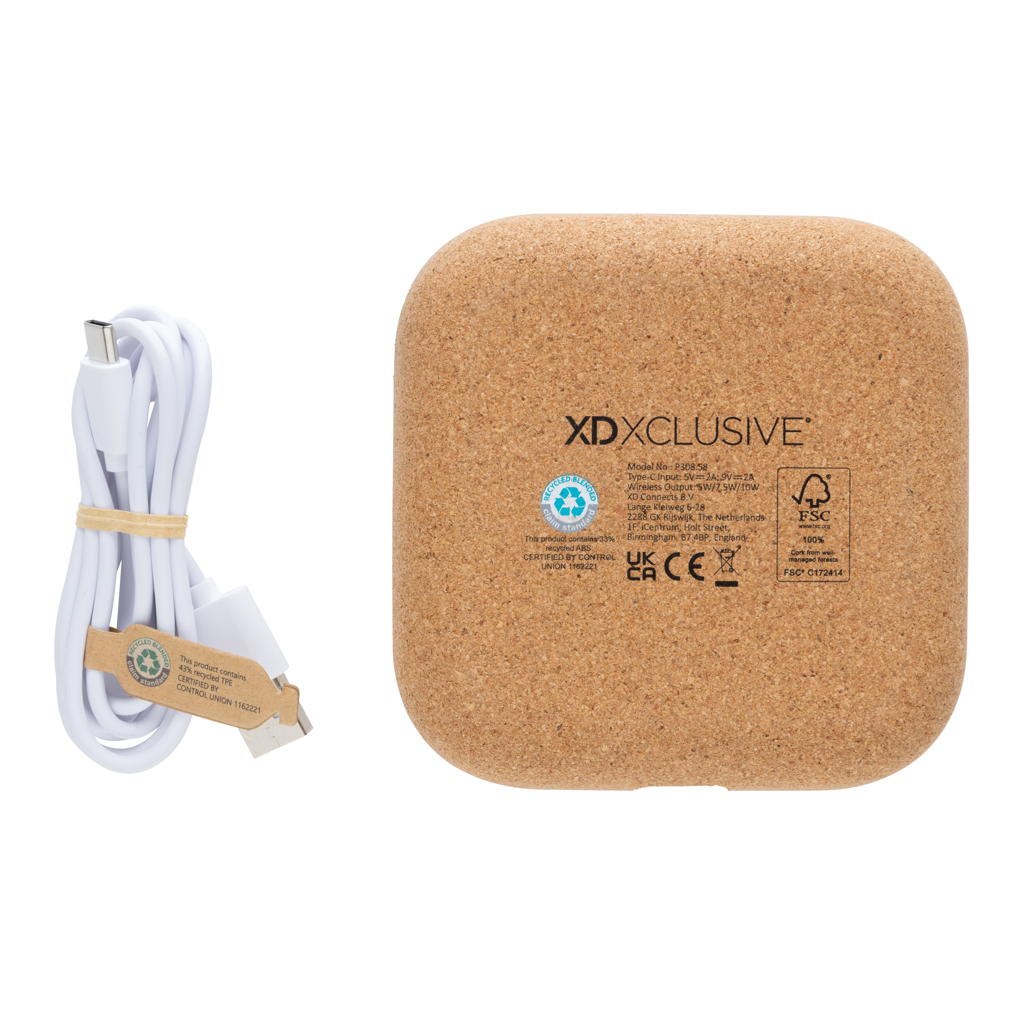 Eco Gifts Oregon RCS recycled plastic and cork 10W wireless