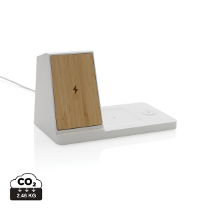Eco Gifts Ontario recycled plastic & bamboo 3-in-1 wireless charger