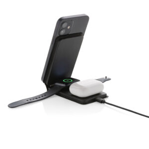 Eco Gifts Swiss Peak RCS rPU 15W  3-in-1 magnetic wireless charger