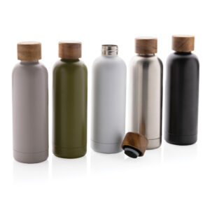 Drinkware Wood RCS certified recycled stainless steel vacuum bottle