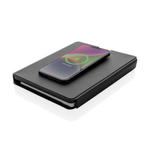 Eco Gifts Swiss Peak RCS rePU notebook with 2-in-1 wireless charger