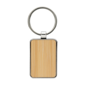 Eco Gifts RCS recycled zinc alloy rectangle keychain with bamboo