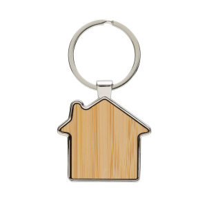 Eco Gifts RCS recycled zinc alloy house keychain with bamboo