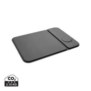 Eco Gifts Swiss peak RCS recycled PU 15W 3 in 1 charging mousepad