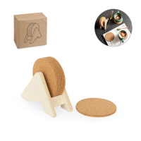 Eco Gifts PLYCORK. Plywood stand with 6 cork coasters