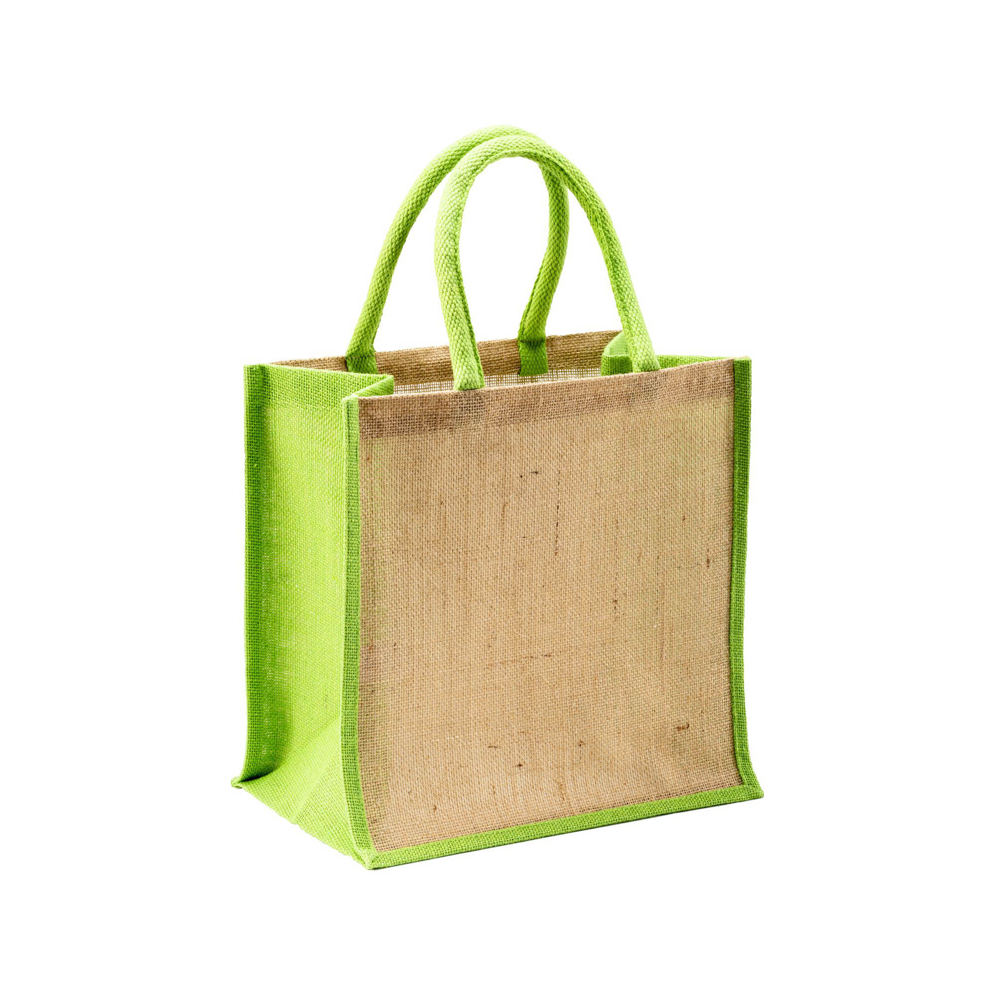 Eco Gifts Mini jute shopping bag with colored handles and inserts