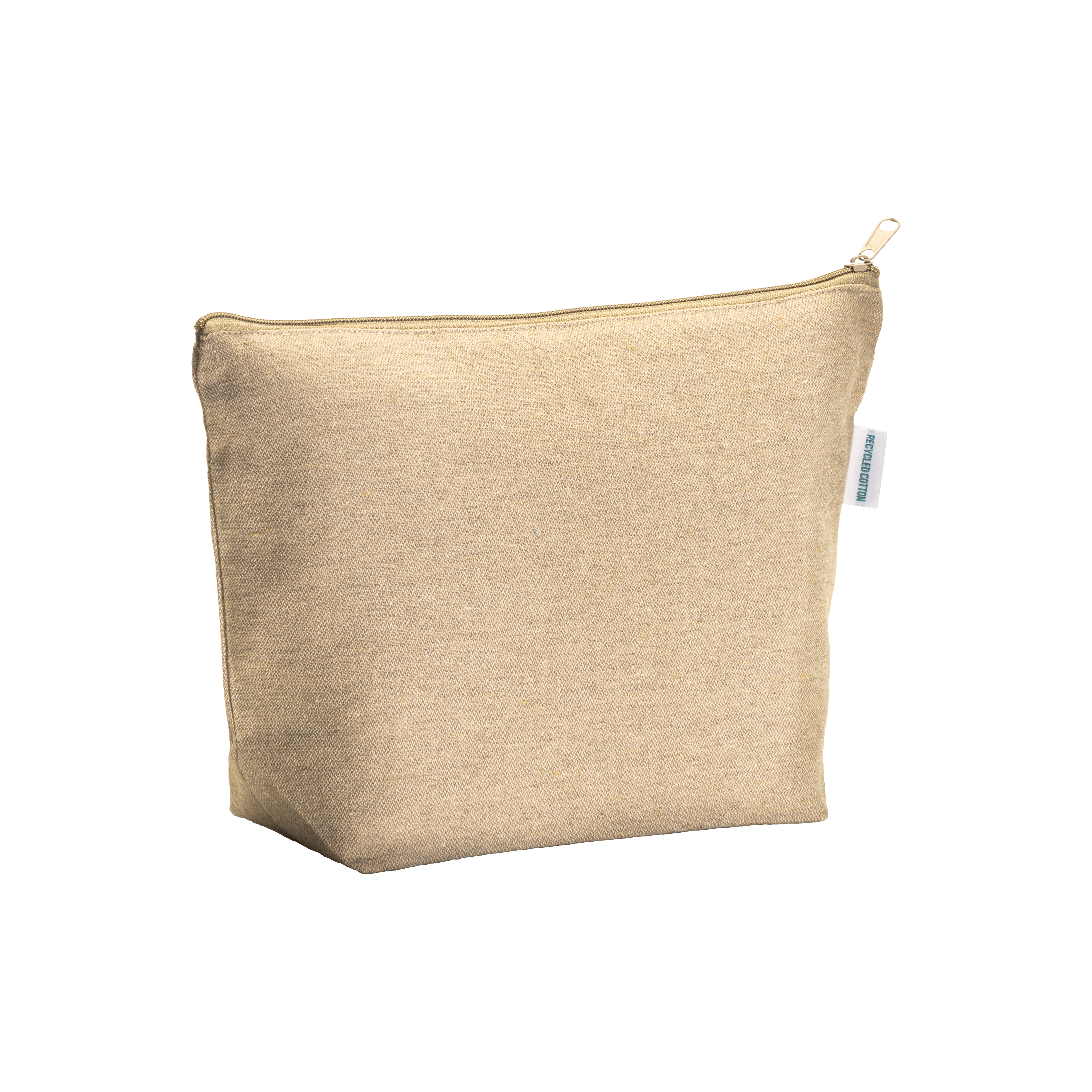 Eco Gifts 280 g/m2 recycled cotton beauty case with zip and gusset at base