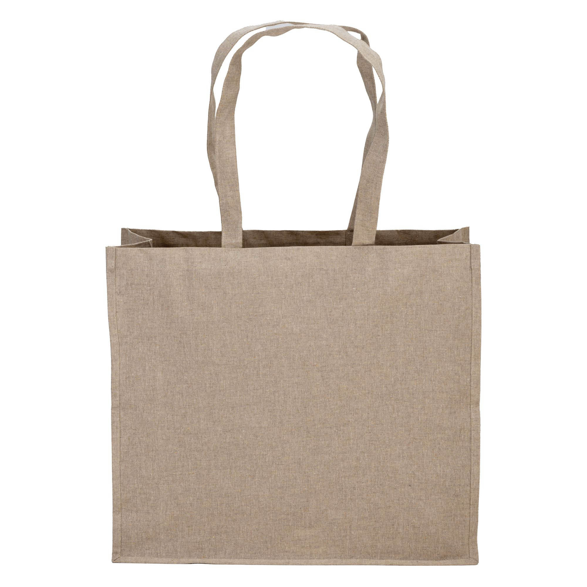 Eco Gifts 120 g/m2 recycled cotton shopper with PP inner coating, long handles and gusset