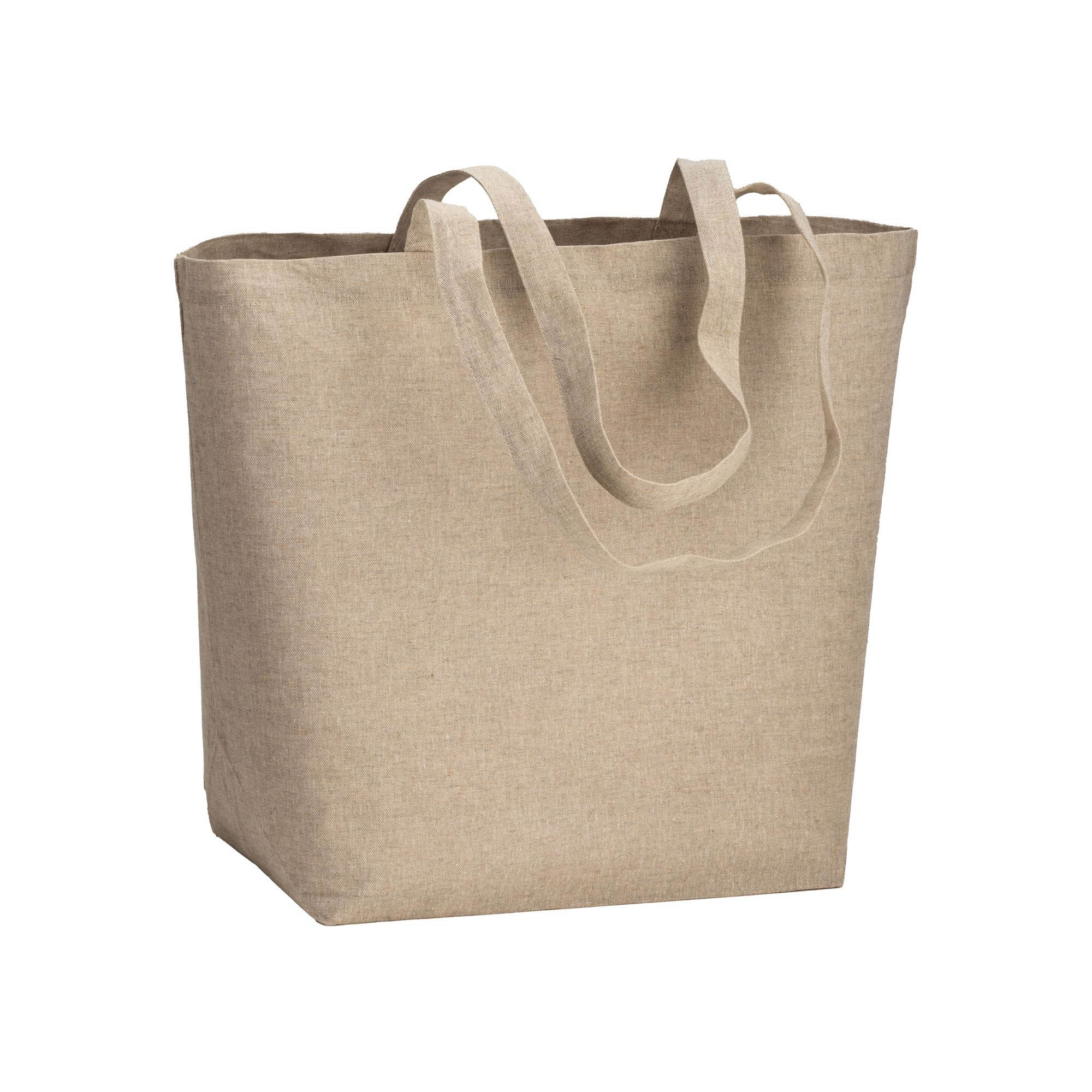 Eco Gifts 120 g/m2 recycled cotton shopper with PP inner coating, long handles and gusset