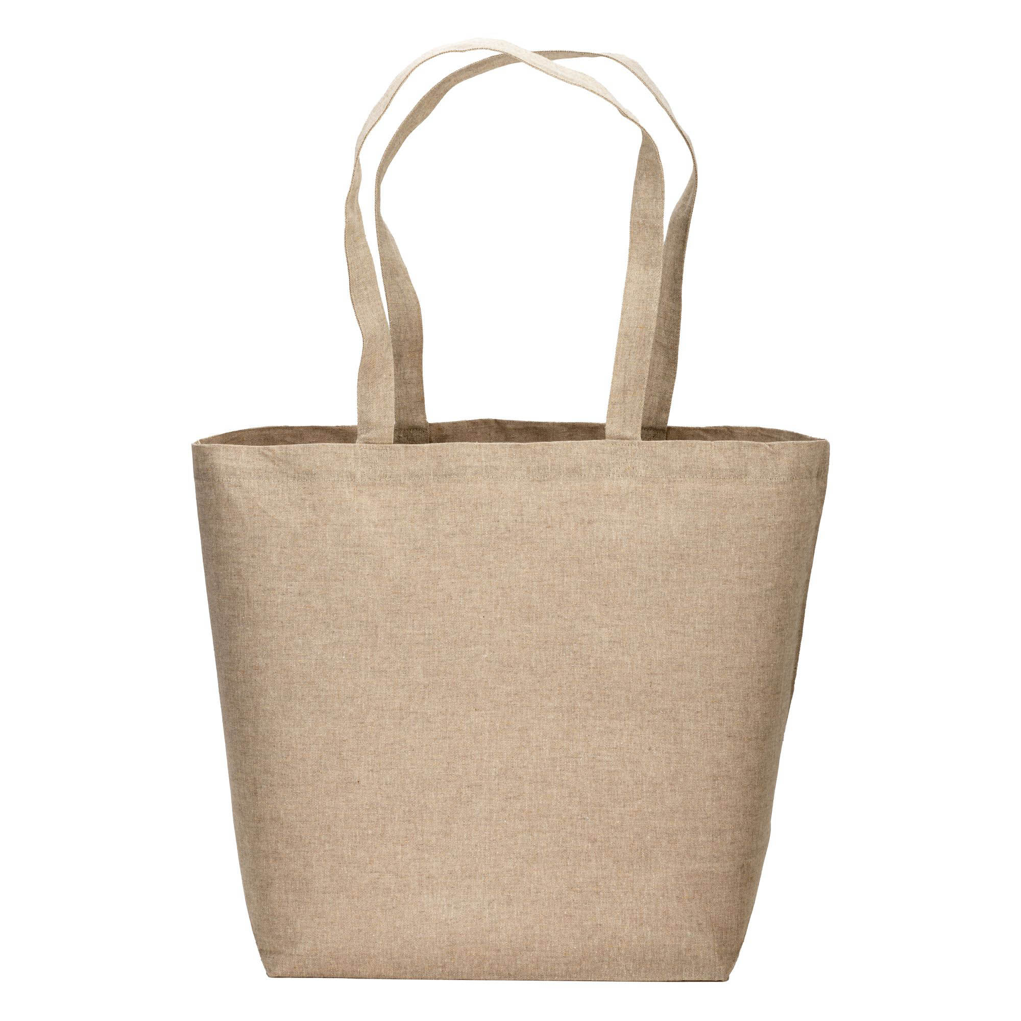 Eco Gifts 120 g/m2 recycled cotton shopper with PP inner coating, long handles and gusset