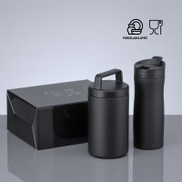 Colorissimo Porcelain Set: thermal mug 630 ml and foodjar 800 ml with porcelain coating