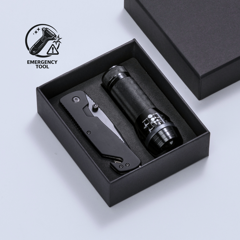 Colorissimo Primo emergency set: Rescue knife and flashlight